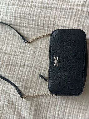 H&M Black Crossbody Wallet Bag with Gold Dragonfly Accent